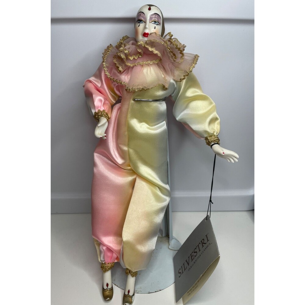 Vintage SILVESTRI Porcelain French Clown MONICA WITH STAND TAIWAN